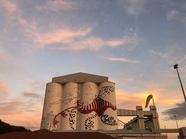 sky and silos with sea dragon image